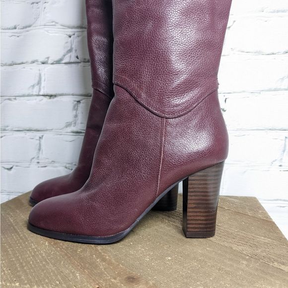 Knee high leather boots - burgundy high heel boots size 7 ANDRE NWT - Picture 10 of 10